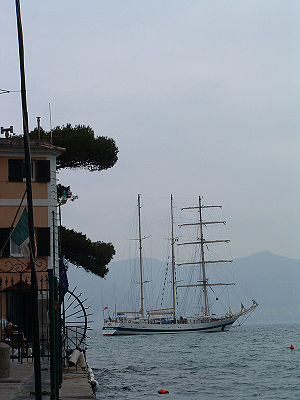 Pogoria at anchor position in Portofino, Italy (January 2006)