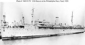 USS Beaver (AS-5) At the Philadelphia Navy Yard, Pennsylvania, in 1920.