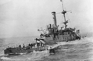 The USS Monadnock crossing the Pacific Ocean during the Spanish-American War.