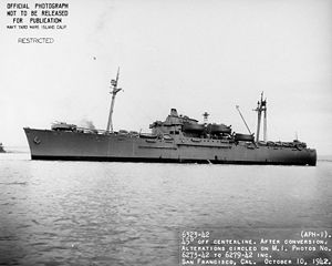 USS Tryon (APH-1) in San Francisco Bay shortly before deployment