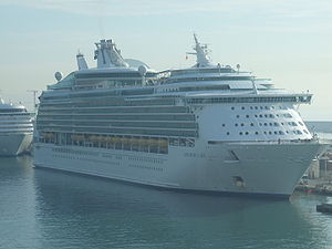 The Navigator of the Seas at Barcelona Port in Spain.