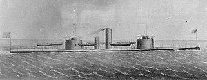 A lithograph of the USS Monadnock